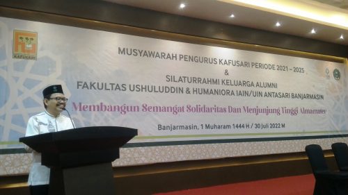 Rektor UIN Antasari saat memberikan sambutan. Foto Humas-Achmad Magfur