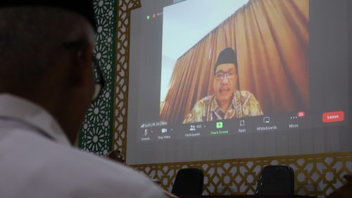 Penyampaian laporan panitia pusat oleh Plt. Direktur Diktis Dr. Syafi'i, M.Ag. (Foto:Humas/Achmad Magfur)