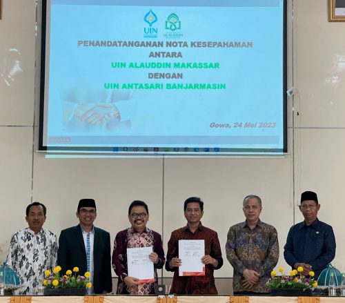 Rektor UIN Antasari Banjarmasin Prof. Dr. H. Mujiburrahman, M.A. usai penandatanganan MoU dengan UIN Alauddin Makassar