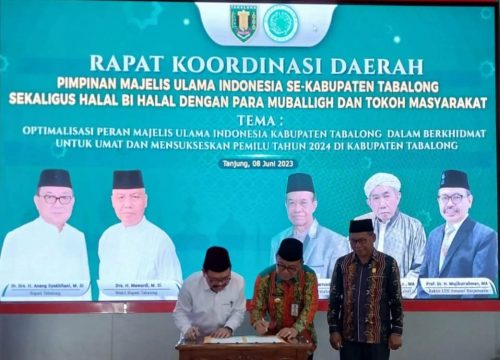 Acara penandatanganan nota kesepahaman di sela rangkaian kegiatan Rakorda MUI Kabupaten Tabalong (Foto:Istimewa)