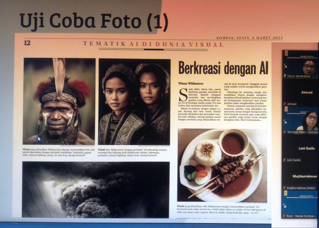 Uji coba foto menggunakan kecerdasan buatan oleh Harian Kompas