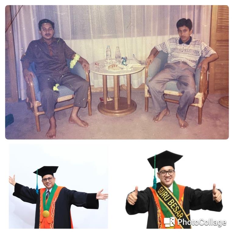 Foto lama di bagian atas yang kini dua bersaudara menjadi Guru Besar, Prof Syaugi dan Prof Faisal