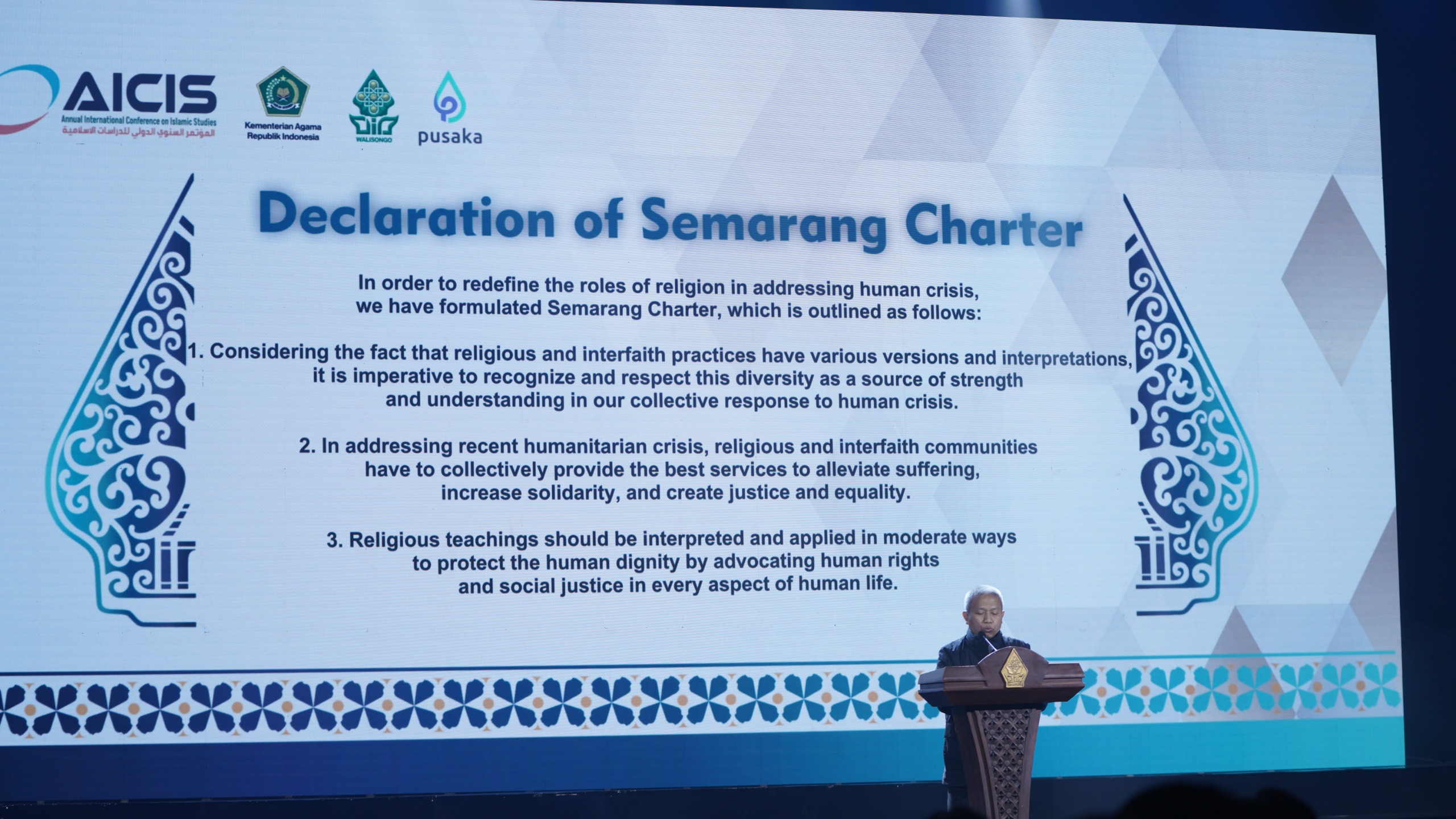 Piagam Semarang yang dibacakan di penutupan AICIS ke-23 (Foto Media Center AICIS 2024)