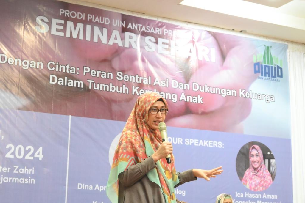 Ica Hasan Aman, Narasumber Seminar Sehari PIAUD (Foto Humas Achmad Magfur) - kompres