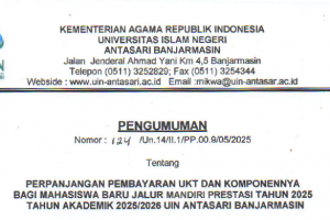 Pengumuman Perpanjangan Pembayaran UKT Jalur Mandiri Prestasi UIN Antasari Banjarmasin Tahun 2025