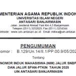 Pengumuman Nomor Induk Mahasiswa (NIM) Jalur SNBP dan SPAN PTKIN Tahun 2025