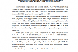 Pengumuman Perpanjangan Pendaftaran Ulang (Registrasi) SNBT 2025 UIN Antasari Banjarmasin