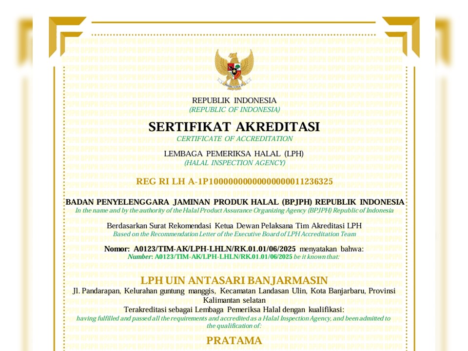 untuk thumbnail berita sertifika akreditasi LPH UIN Antasari.