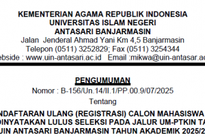 Pengumuman Pendaftaran Ulang Mahasiswa Baru Jalur UM-PTKIN Tahun 2025