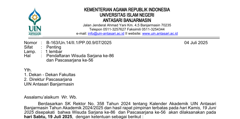 untuk thumbnail pengumuman wisuda juli 2025