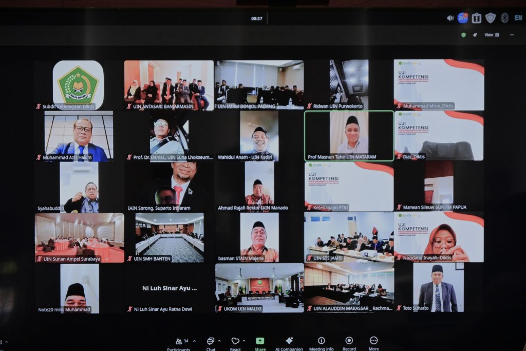 Para pimpinan PTKIN se-Indonesia saat mengikuti pembukaan secara virtual (Foto:Humas)