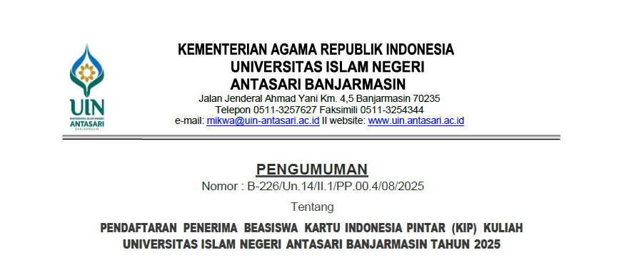 Pengumuman Pendaftaran KIP-K 2025