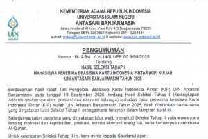 Pengumuman Hasil Seleksi Tahap I Mahasiswa Penerima Beasiswa Kartu Indonesia Pintar (KIP) Kuliah Tahun 2025