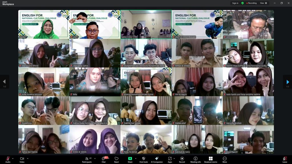 Suasana pertemuan virtual lintas pulau (Tangkapan layar oleh Humas MAN 1)