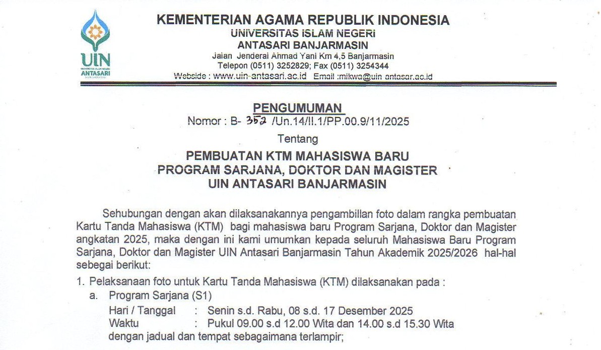 Pengumuman pembuatan KTM Baru 2025