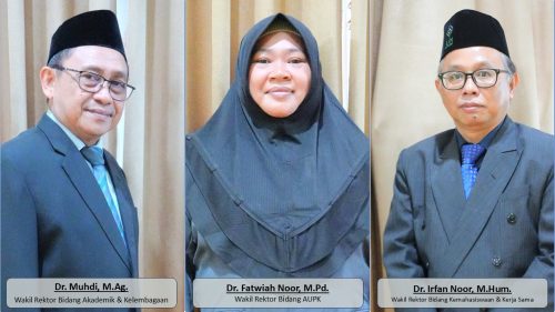 Kolase Wakil Rektor 2025-2029, Pak Muhdi, Bu Fatwiah Noor, dan Pak Irfan Noor
