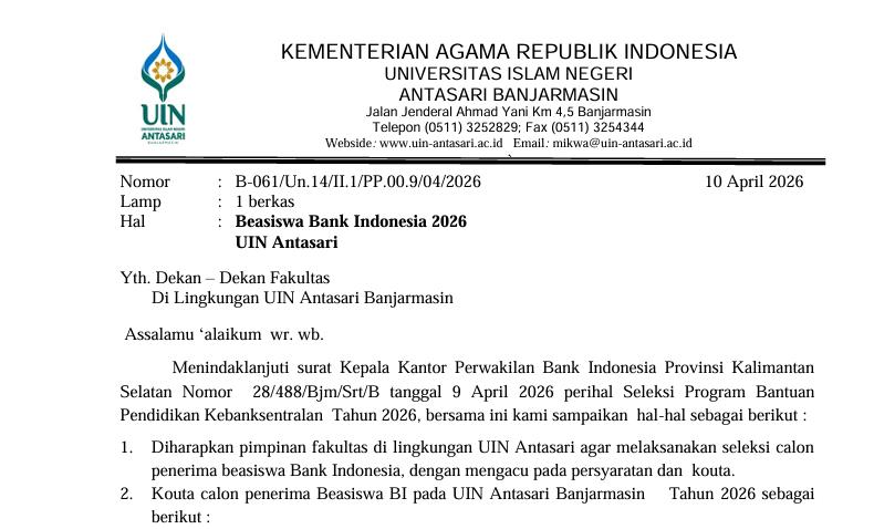 untuk thumbnail pengumuman beasiswa BI 2026