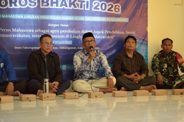 Kepala Desa Tabunganen Tengah Muhammad Yusuf, S.Pd.I. saat memberikan sambutan.