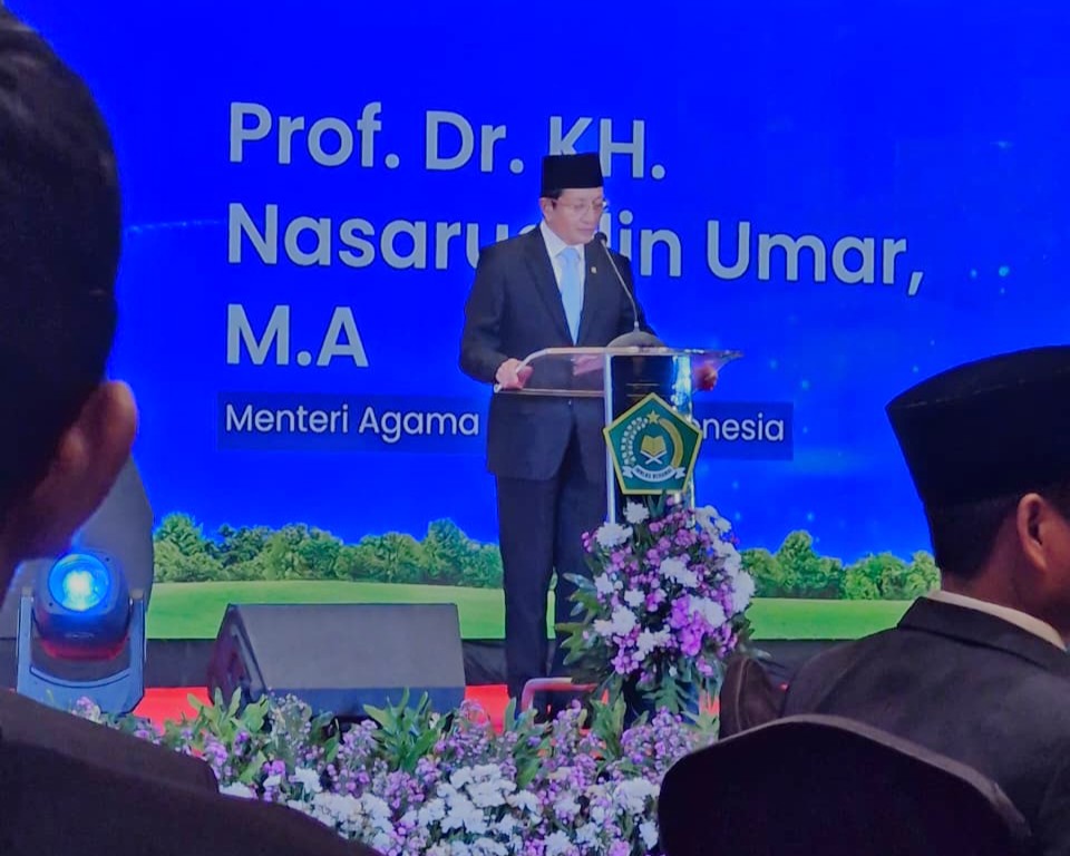 Menteri Agama Prof. Dr. K.H. Nasaruddin Umar, M.A. saat memberikan sambutan (Foto:Dok. Prof. Amelia)