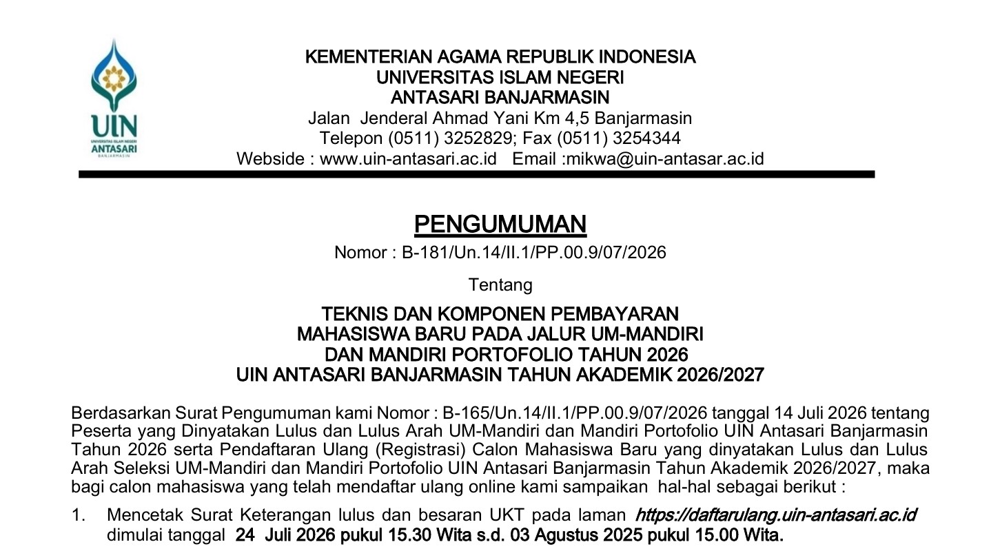Untuk cover atau thumbnail pengumuman Pembayaran Maba Mandiri 2026