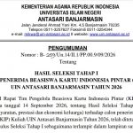 Pengumuman Hasil Seleksi Tahap I Penerima KIP Kuliah 2026