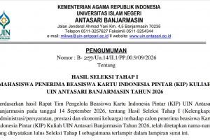 Pengumuman Hasil Seleksi Tahap I Penerima KIP Kuliah 2026