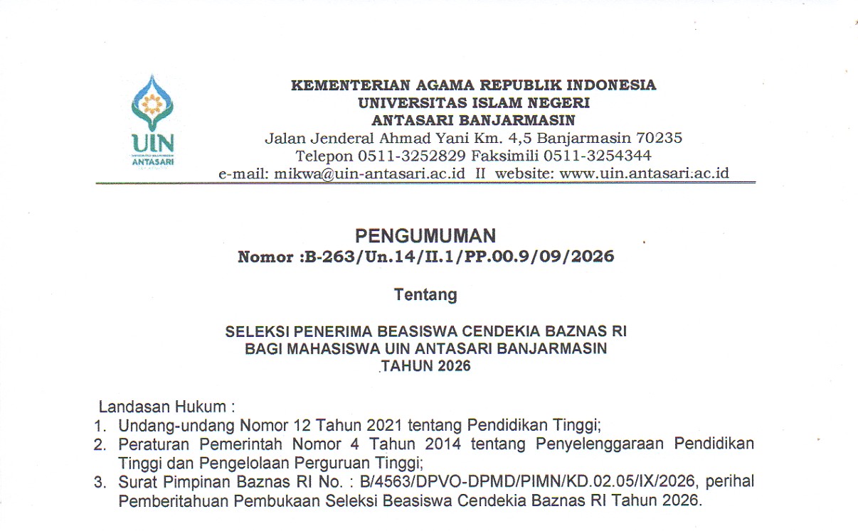 Untuk kover pengumuman seleksi beasiswa baznas 2026